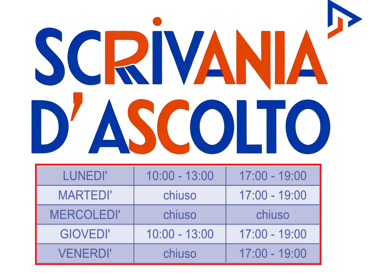 SCRIVANIA CON ORARI